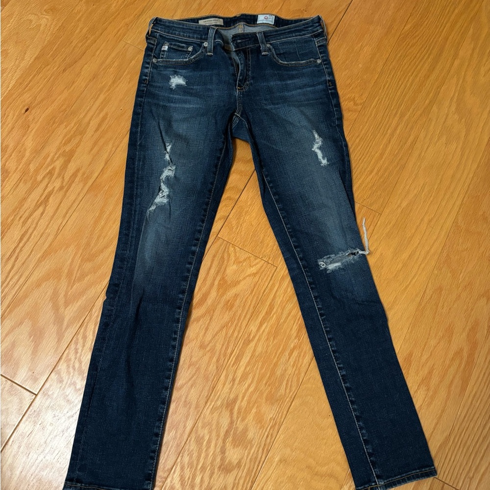 Anthropologie Dark Blue Distressed Skinny Jeans